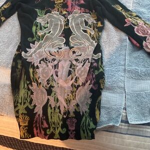 Christian Audigier Black Multicolor Sweater